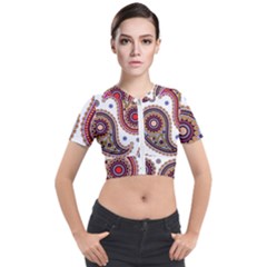 Paisley Pattern Short Sleeve Cropped Jacket