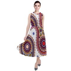 Paisley Pattern Round Neck Boho Dress