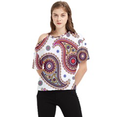 Paisley Pattern One Shoulder Cut Out Tee