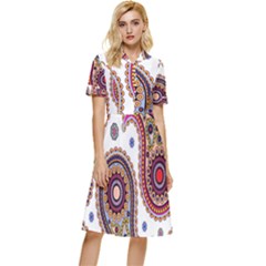 Paisley Pattern Button Top Knee Length Dress