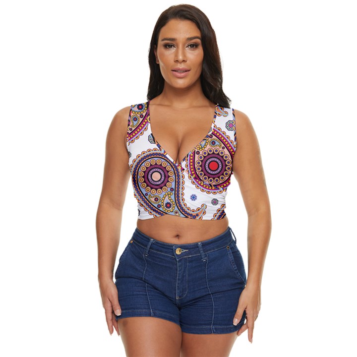 Paisley Pattern Women s Sleeveless Wrap Top