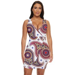 Paisley Pattern Draped Bodycon Dress