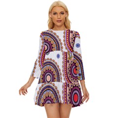 Paisley Pattern Long Sleeve Babydoll Dress