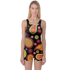 Paisley Pattern Design One Piece Boyleg Swimsuit by befabulous