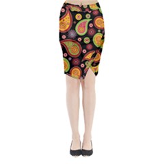 Paisley Pattern Design Midi Wrap Pencil Skirt by befabulous