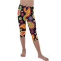 Paisley Pattern Design Kids  Lightweight Velour Capri Leggings  View1