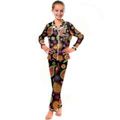 Paisley Pattern Design Kid s Satin Long Sleeve Pajamas Set