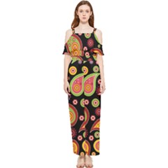 Paisley Pattern Design Draped Sleeveless Chiffon Jumpsuit