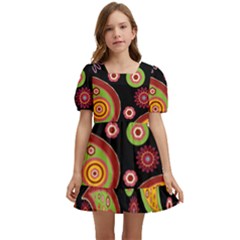 Paisley Pattern Design Kids  Short Sleeve Dolly Dress