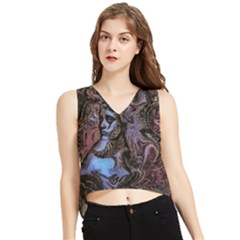 Boho Cthulu V-neck Cropped Tank Top by MRNStudios