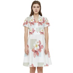 Floral Short Sleeve Waist Detail Dress