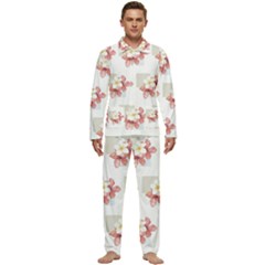 Floral Men s Long Sleeve Velvet Pocket Pajamas Set