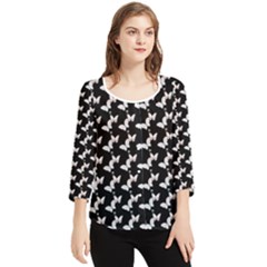 Butterfly Chiffon Quarter Sleeve Blouse