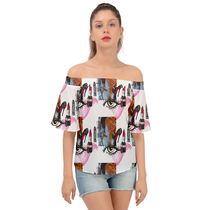 Fashion Faces Off Shoulder Short Sleeve Top