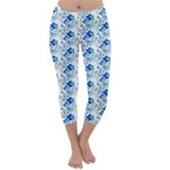 Flowers Pattern Capri Winter Leggings  by Sparkle