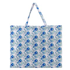 Flowers Pattern Zipper Large Tote Bag by Sparkle