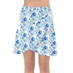 Flowers Pattern Wrap Front Skirt