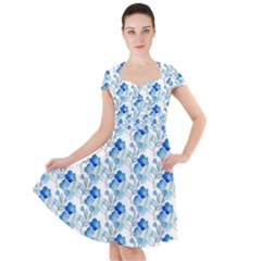 Flowers Pattern Cap Sleeve Midi Dress by Sparkle