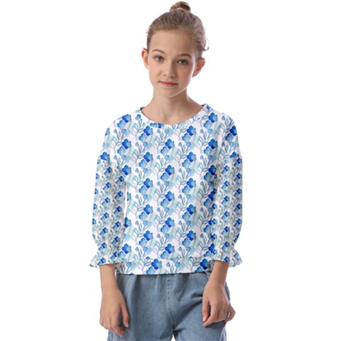 Flowers Pattern Kids  Cuff Sleeve Top by Sparkle