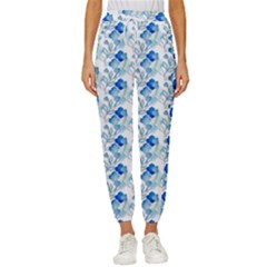 Flowers Pattern Cropped Drawstring Pants