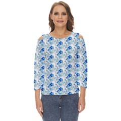 Flowers Pattern Cut Out Wide Sleeve Top