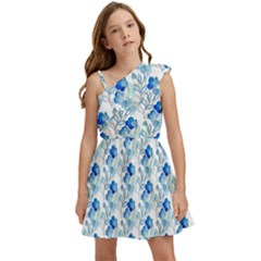 Flowers Pattern Kids  One Shoulder Party Dress