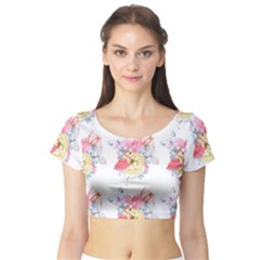 Flamingos Short Sleeve Crop Top by Sparkle