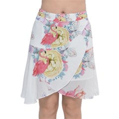 Flamingos Chiffon Wrap Front Skirt