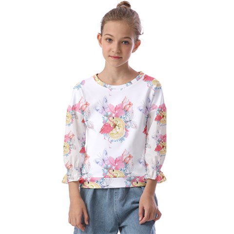 Flamingos Kids  Cuff Sleeve Top by Sparkle