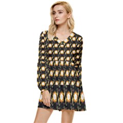 Digitalart Tiered Long Sleeve Mini Dress