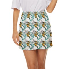 Nature Birds Mini Front Wrap Skirt