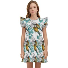 Nature Birds Kids  Winged Sleeve Dress