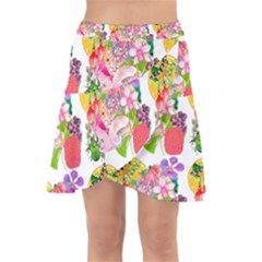 Flowers Pattern Wrap Front Skirt