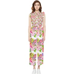 Flowers Pattern Women s Frill Top Chiffon Jumpsuit by Sparkle