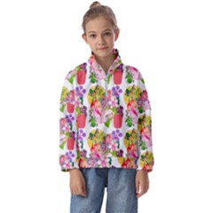 Flowers Pattern Kids  Half Zip Hoodie