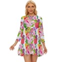 Flowers Pattern Long Sleeve Babydoll Dress View1