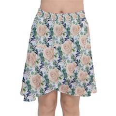 Flowers Pattern Chiffon Wrap Front Skirt