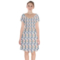 Flowers Pattern Short Sleeve Bardot Dress