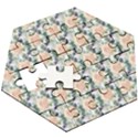 Flowers Pattern Wooden Puzzle Hexagon View3