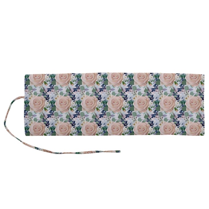 Flowers Pattern Roll Up Canvas Pencil Holder (M)