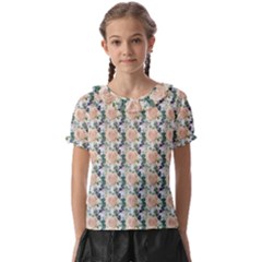 Flowers Pattern Kids  Frill Chiffon Blouse