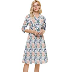 Flowers Pattern Classy Knee Length Dress