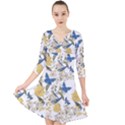 Birds Quarter Sleeve Front Wrap Dress View1