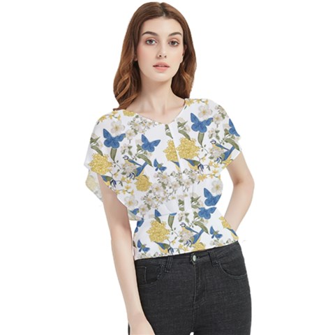 Birds Butterfly Chiffon Blouse by Sparkle