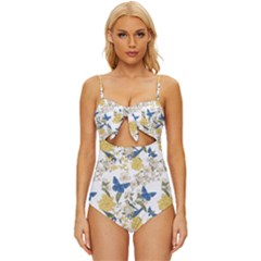 Birds Knot Front One-piece Swimsuit