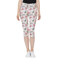 Flamingos Inside Out Lightweight Velour Capri Leggings 