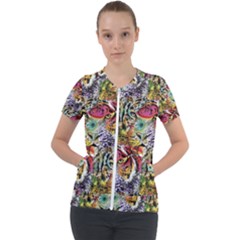 Tiger King Short Sleeve Zip Up Jacket by Sparkle