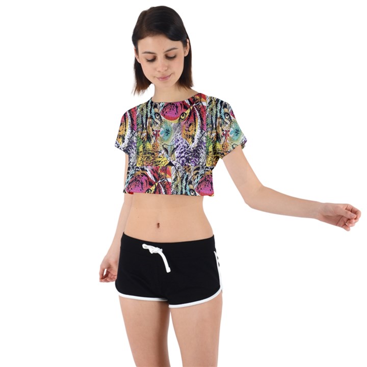 Tiger King Tie Back Short Sleeve Crop Tee