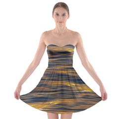 Sunset Waves Pattern Print Strapless Bra Top Dress