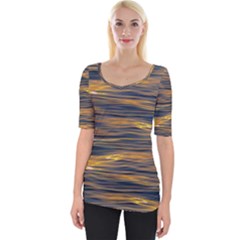 Sunset Waves Pattern Print Wide Neckline Tee